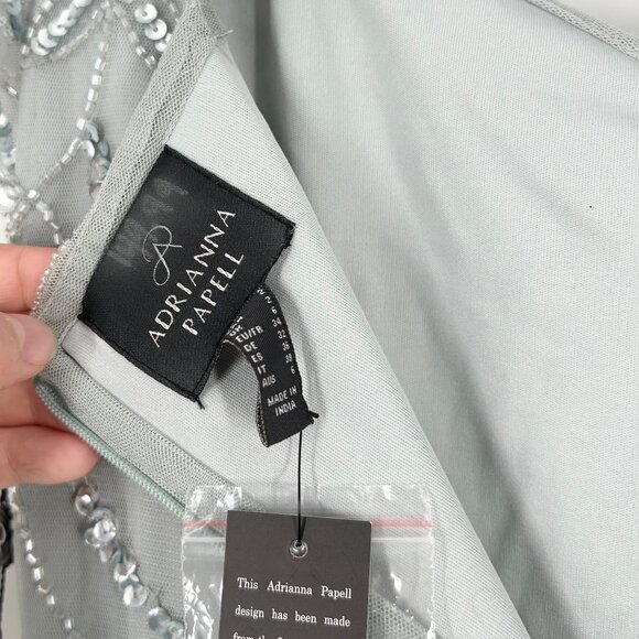 NWT Adrianna Papell Beaded Long Dress in Frosted Sage - Picture 11 of 12
